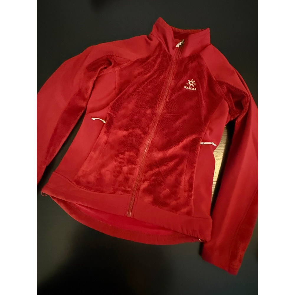 Kailas Womens Red Full Zip Hybrid High Pile Fleece Jacket Outdoor Hiking Size S‎